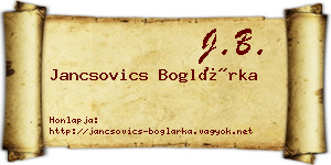 Jancsovics Boglárka névjegykártya